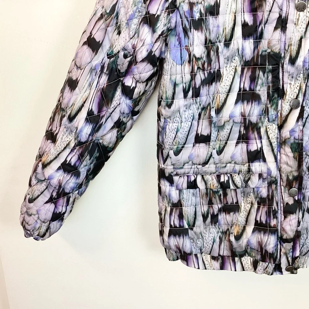 Paul Smith Jr. Hooded Feather Print Puffer Jacket - Purple - 12